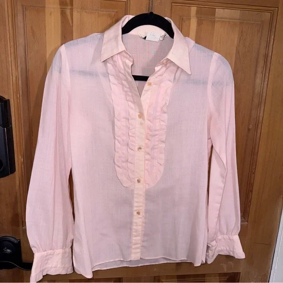 🌸 Vintage-Inspired Pink Ruffle Bib Blouse — PROPHECY Romantic Cottagecore - Picture 1 of 7